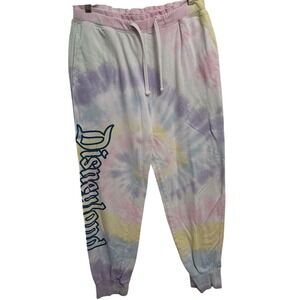 Disneyland Tie Dye Sweatpants Women's Medium Pastel Rainbow Lounge Pants